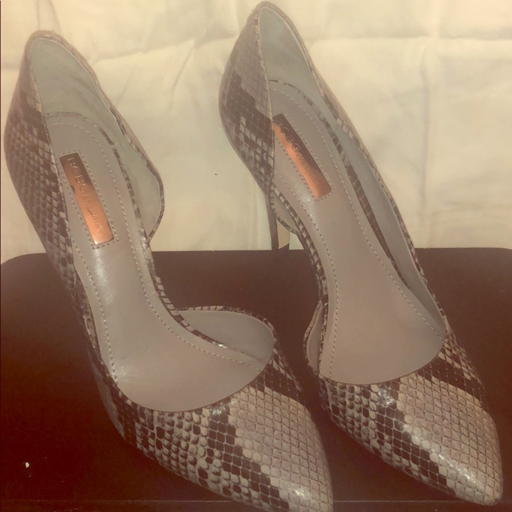 BCBG Snake Print Pumps